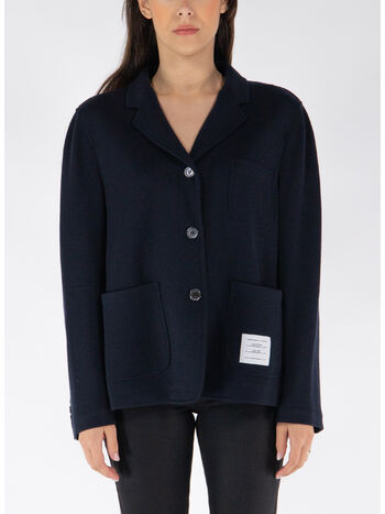GIACCA CROPPED SACK IN WOOL MILANO, 415 NAVY, small