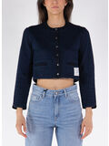 CARDIGAN CROPPED  CHECKERED JACQUARD, 415 NAVY, thumb