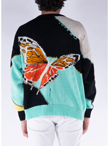 MAGLIONE A GIROCOLLO BUTTERFLY INTARSIA, MARINE BLUE/MULTI, small