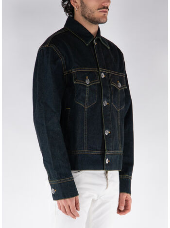 GIACCA IN DENIM RICAMATO, NAVYBLUE29, small