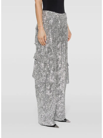 PANTALONE CARGO SEQUINS, SILVER, small