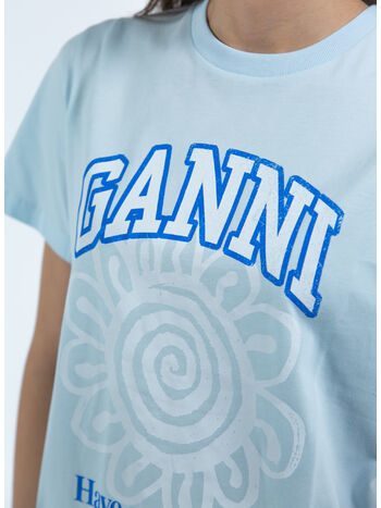 T-SHIRT BASIC JERSEY FLOWER, 495 ICE WATER , small