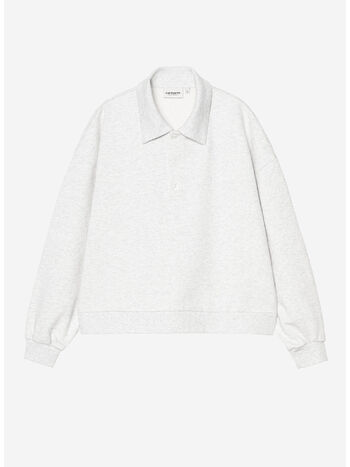FELPA BRENTA POLO, 00T60 Ash Heather / White, heavy stone wash, small