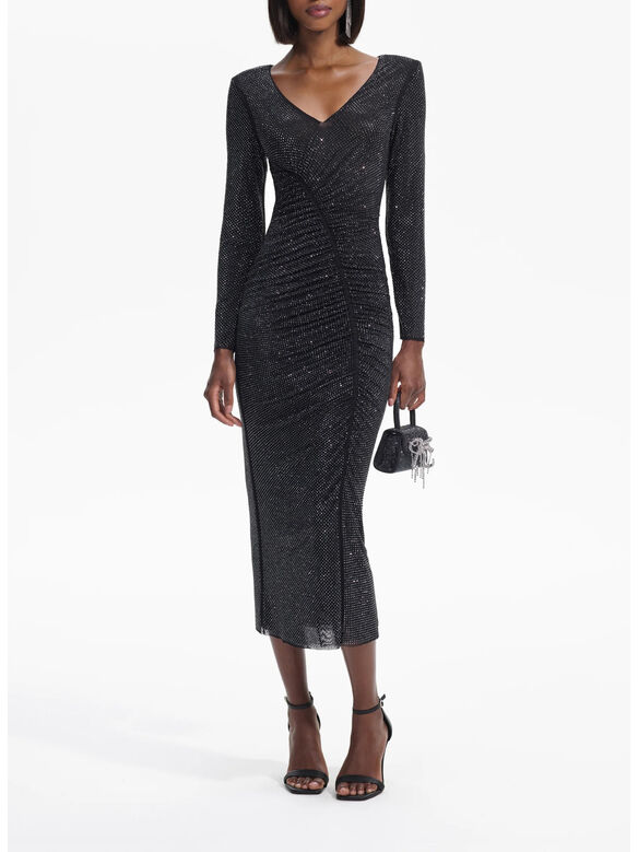 ABITO RHINESTONE GATHERED, BLACK, medium