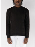 MAGLIONE GIROCOLLO CON LOGO RICAMATO, 90111 BLACK COFFEE, thumb