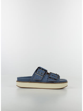 SANDALO WIDE WELT CHUNKY BUCKLE FLAT, 630 DENIM, small