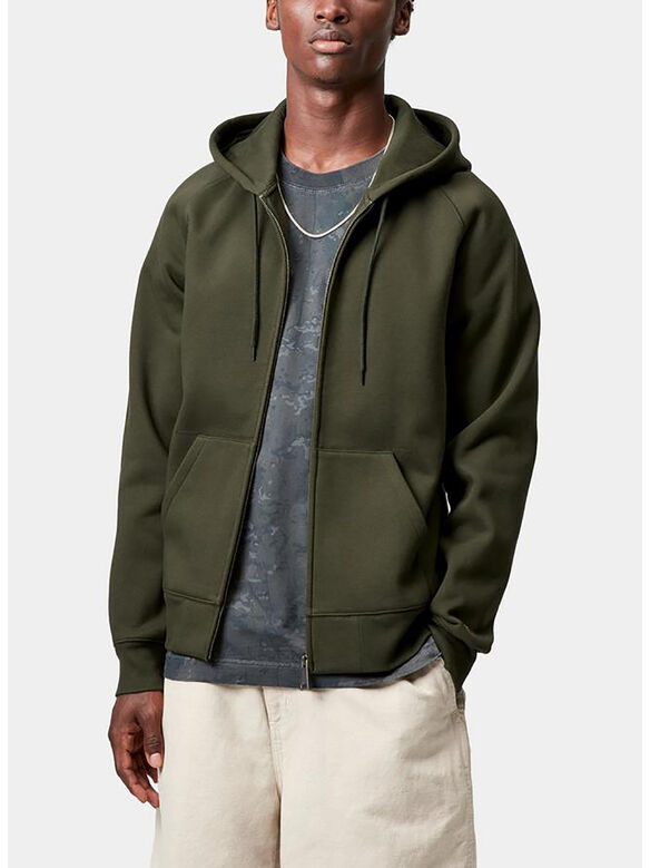 FELPA FULL ZIP HOODED CHASE, 3CBXX OLIVE/GOLD, medium