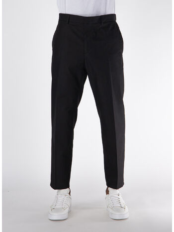 PANTALONE CON PIEGE FRONTALI, 001 BLACK, small
