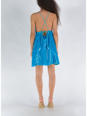 ABITO CORTO SEQUINS STRAP, 803 BLUE CURACAO, small