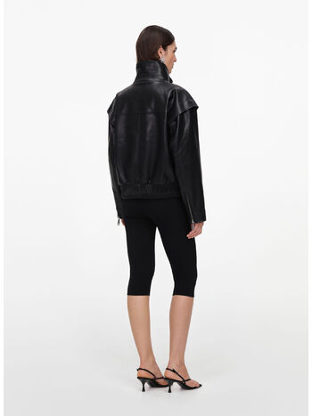 BOMBER FAUX IN PELLE, BLACK, small