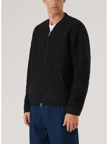 GIUBBOTTO RUST WOOL FLEECE ZIP BOMBER, BLACK, small
