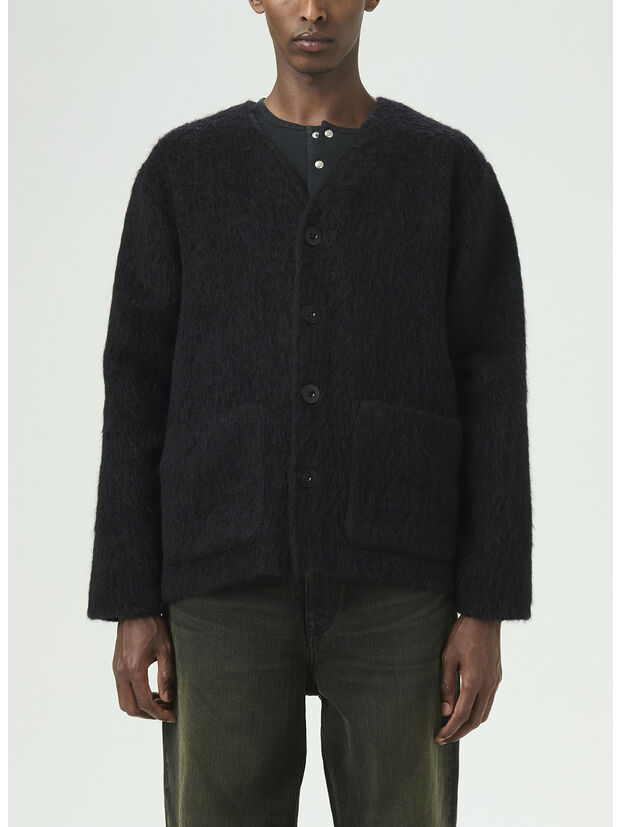 CARDIGAN BONE BOTTON MOHAIR, BLACK, large