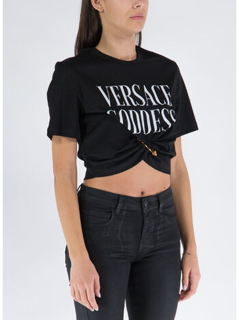 T-SHIRT SAFETY PIN VERSACE GODDESS, 1B000 NERO, small