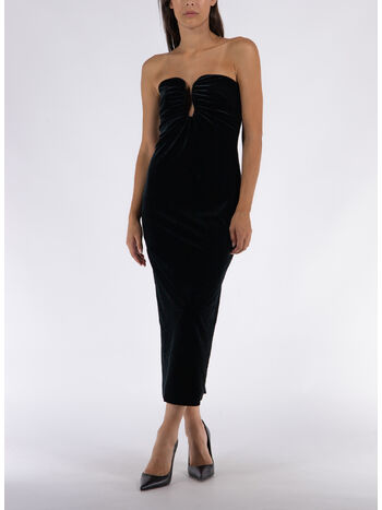ABITO MIDI VELVET STRAPLESS, BLACK, small