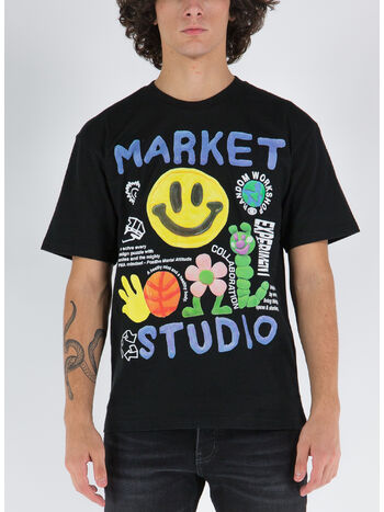 T-SHIRT SMILEY COLLAGE, BLACK, small