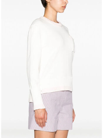 MAGLIONE JERSEY STITCH CREW NECK, 101 WHITE, small