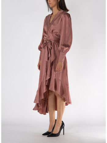 ABITO MIDI AVVOLGENTE IN SETA, BLUSH, small