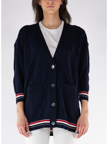 CARDIGAN OVER STRIPE, 415 BLU, small
