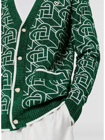 CARDIGAN HEART MONOGRAM, 01 GREEN/ WHITE, small