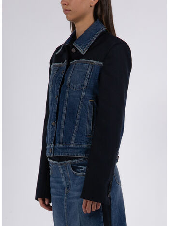 GIACCA IN DENIM CON SPALLINE, 4071 BLUE VINTAGE DENIM, small