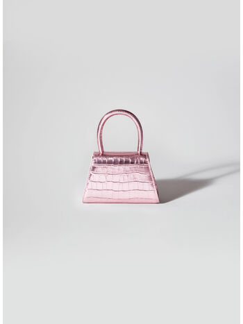 BORSA METALLIC CROC MICRO BOW BAG, PINK METALLIC CROC, small