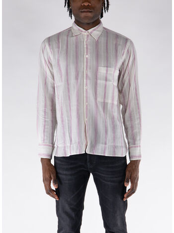 CAMICIA SQUARE POCKET, ECRU/LILAC, small
