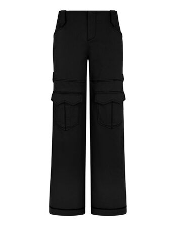 PANTALONE WASHED COTTON GABARDINE, LB999 BLACK, small