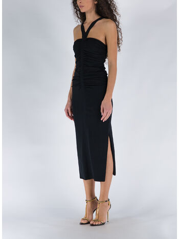 ABITO MIDI DARYA COMPACT RIB S/L RUCHED, BLACK, small