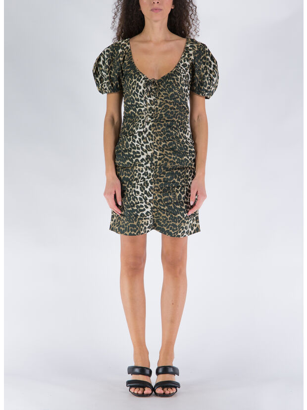 ABITO CORTO COTTON GATHERED U-NECK, 365 BIG LEOPARD, large