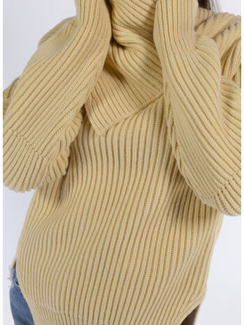 CARDIGAN LONG SLEEVES FOULARD NECK, 740 BUTTER, small