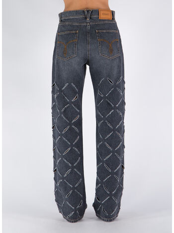 JEANS A GAMBA LARGA CON TAGLI, 1D430 GRIGIO SCURO, small