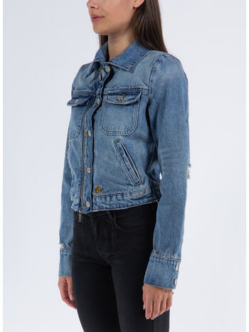 GIACCA ZIPPER BLUE DENIM JACKET, 7011 LIGHT BLUE WASH, small