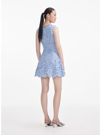 ABITO MINI FLORAL LACE CONTRAST COLLAR, BLUE, small