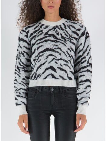 PULLOVER ZEBRA PATTERN ANIMALIER, 9001 WHITE, small