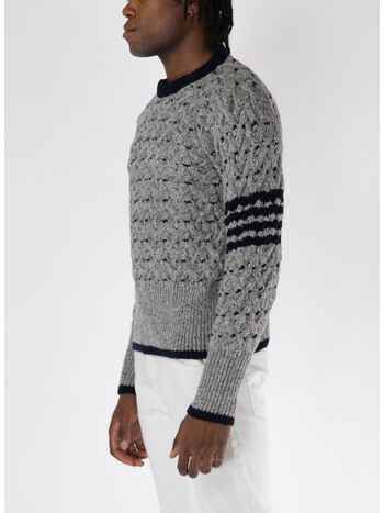 MAGLIONE MOHAIR TRECCIATO 4-BAR, 055 LT GREY, small