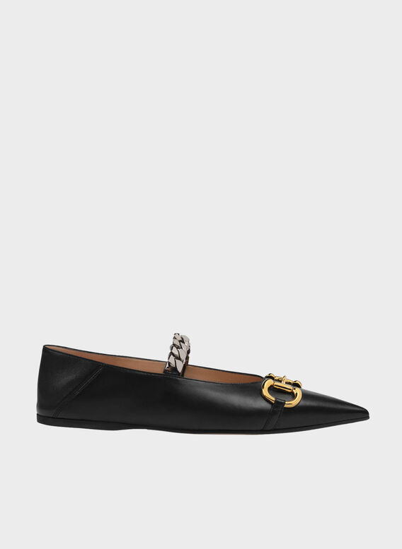 BALLERINA IN PELLE CON MORSETTO, 1000, medium