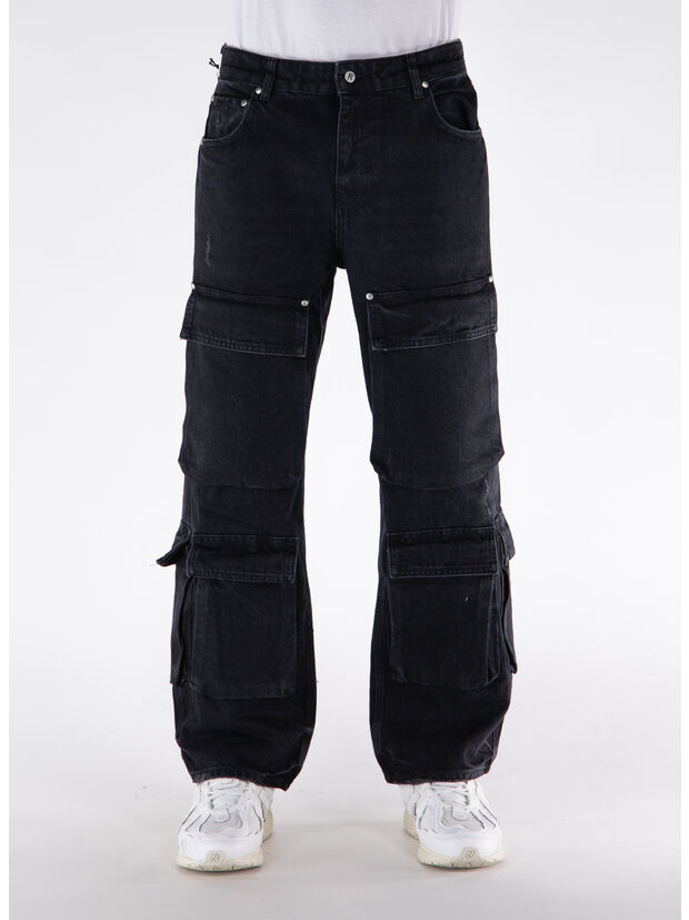 JEANS R3CA CARGO DENIM, 01 BLACK, large