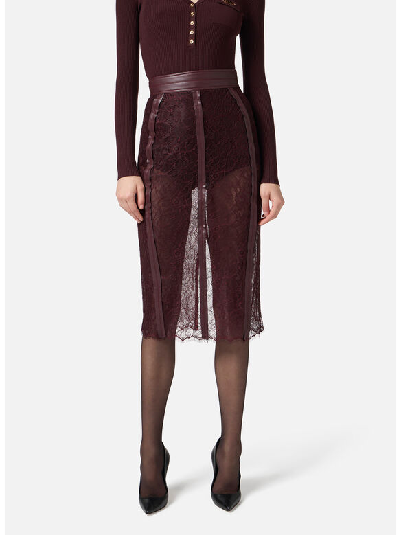 GONNA IN PIZZO FLOREALE, EA4 MERLOT, medium