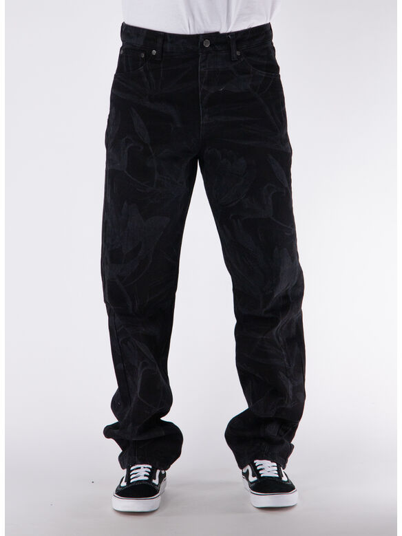 JEANS FLORAL LASER, BLACK, medium