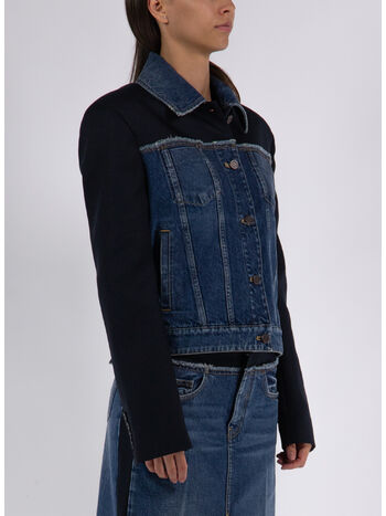GIACCA IN DENIM CON SPALLINE, 4071 BLUE VINTAGE DENIM, small