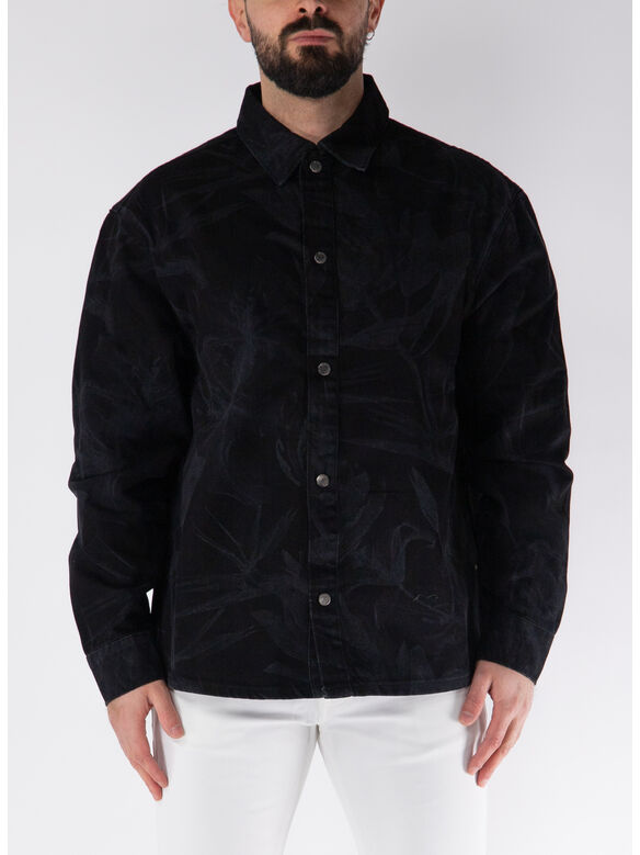 CAMICIA FLORAL LASER, BLACK, medium