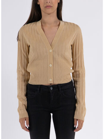 CARDIGAN LONG SLEEVE CROPPED V-NECK, 081 SAND, small