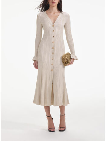 ABITO MIDI METALLIC RIBBED, CREAM, small