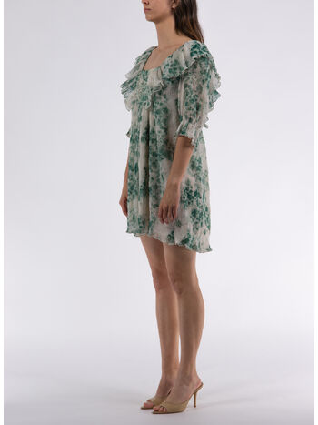 ABITO MINI PLEATED GEORGETTE RUFFLE, 135 EGRET, small
