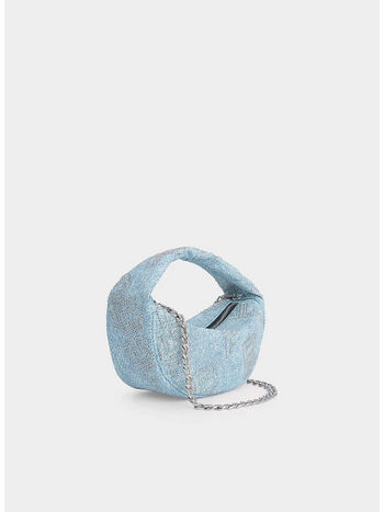BORSA BABY CUSH DENIM STUD LEATHER, DNM DENIM, small