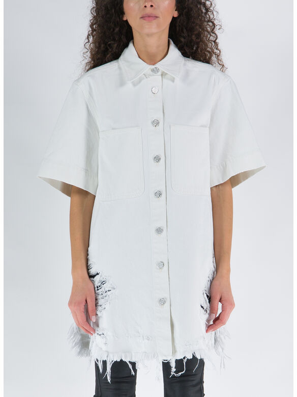 CAMICIA DISTRESSED WHITE WASH, 9001, medium