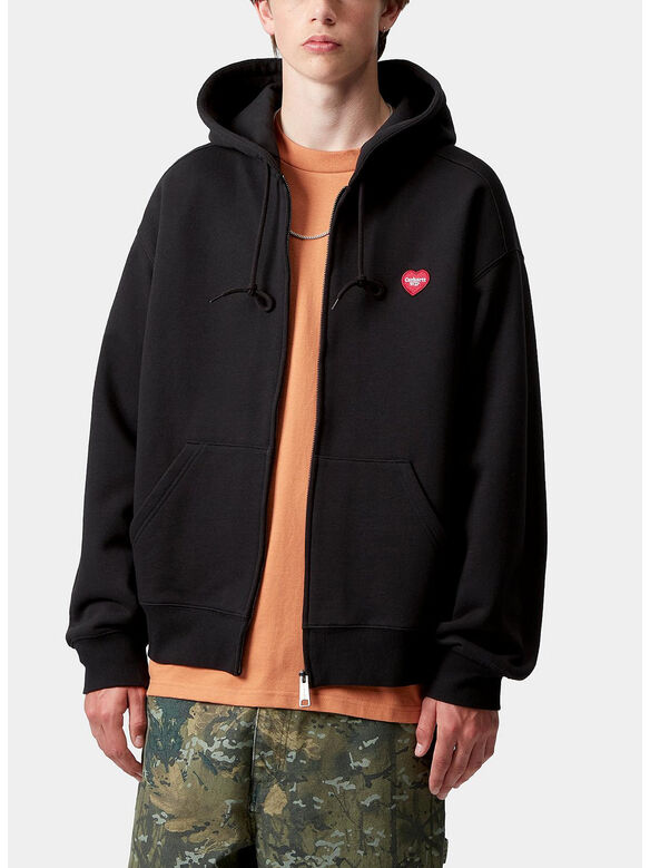 FELPA FULL ZIP HOODED HEART II, 89XX BLACK, medium