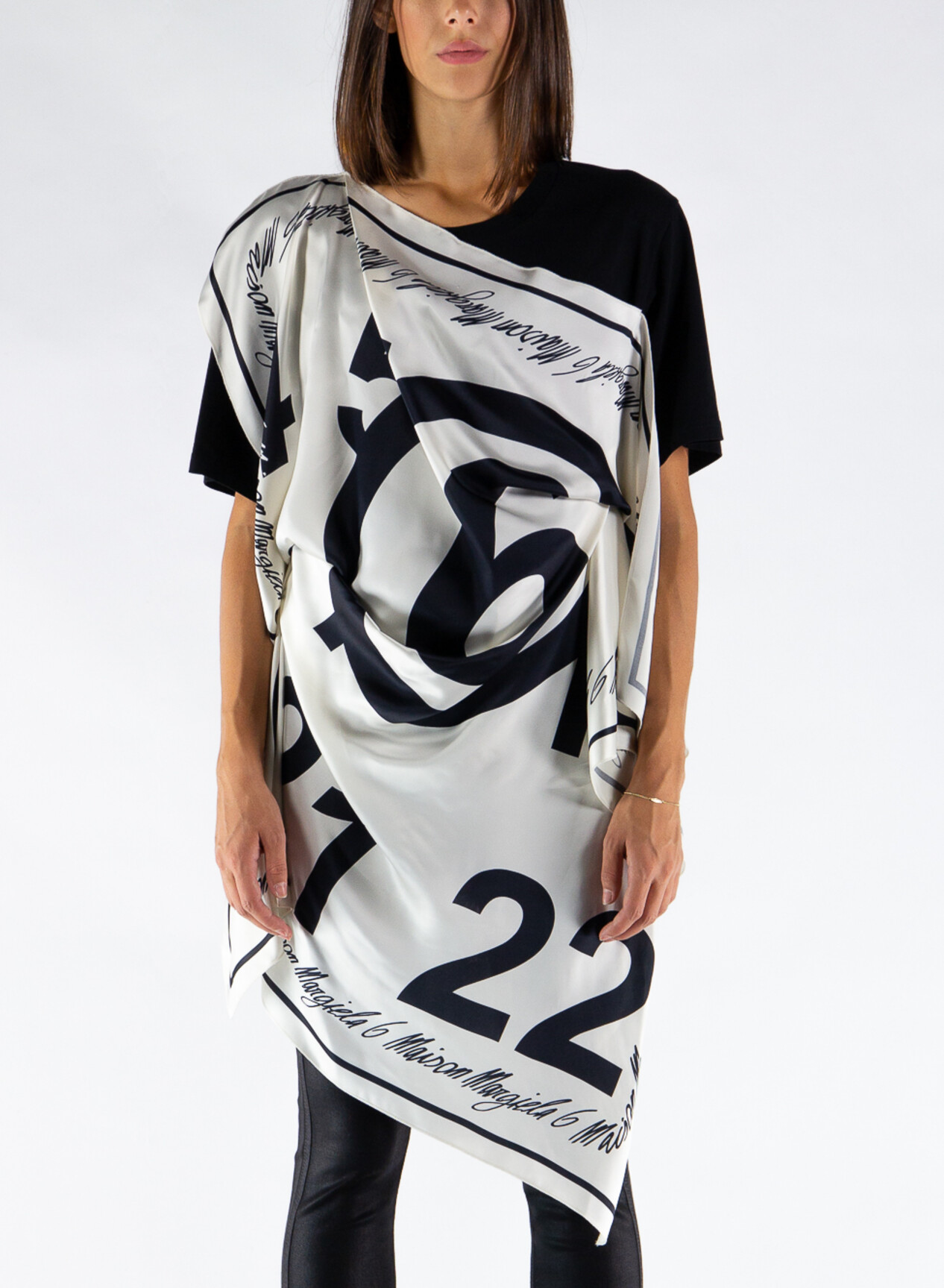 MM6 MAISON MARGIELA T-SHIRT DRAPED FOULARD White, Black Woman | Susi 