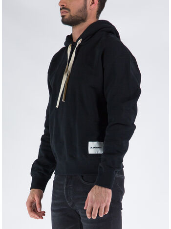 FELPA CON CAPPUCCIO, 001 BLACK, small