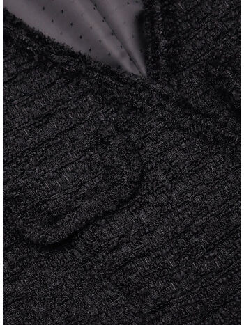 ABITO BLACK BOUCLE V-NECK MINI DRESS, BLACK, small